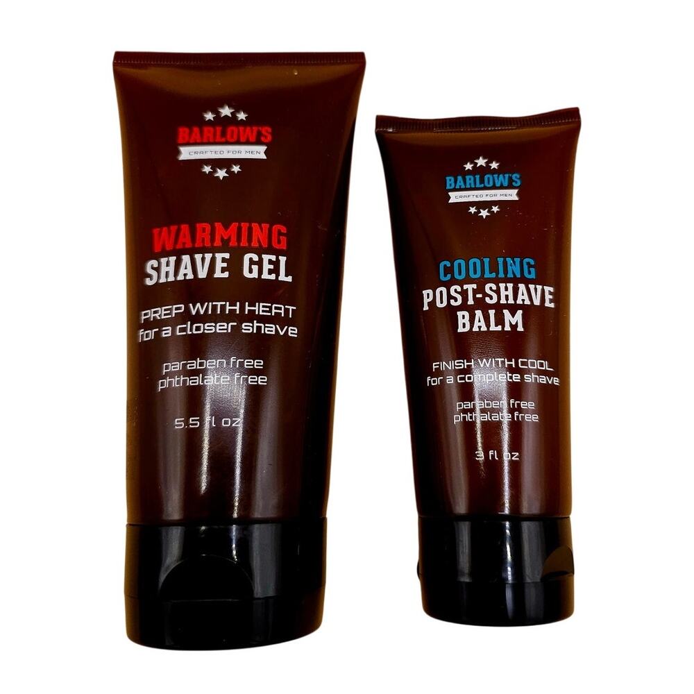 Barlows Warming Shave Gel & Cooling Balm Grooming Set For Men, 5.5oz/3oz USA